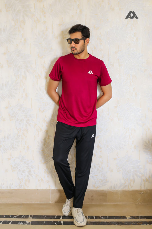 Maroon Shirt & Black Traouser - Summer Track Suits for Men
